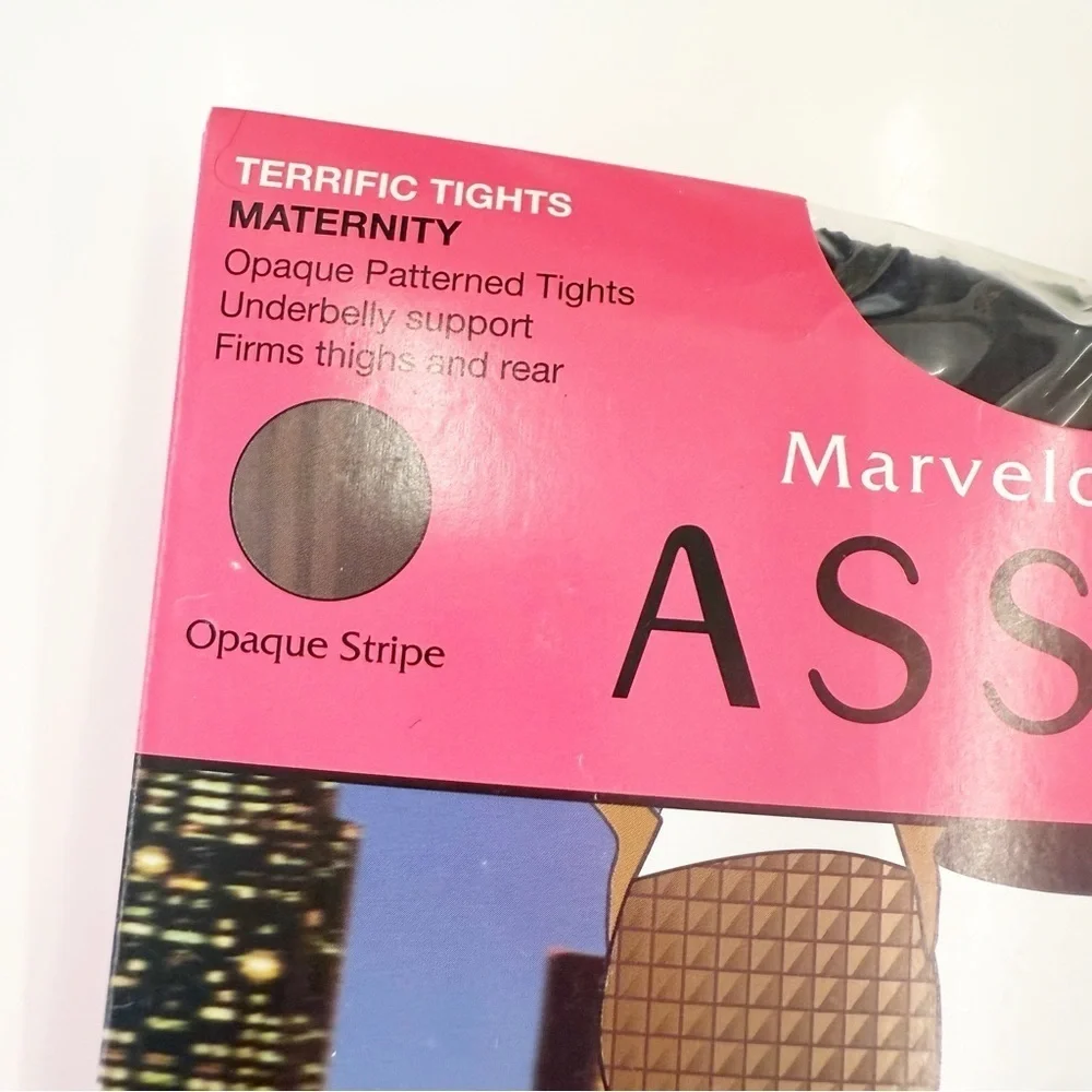 NWT Marvelous Mama Assets Black Terrific Tights Maternity Opaque Stripe, Size 3
